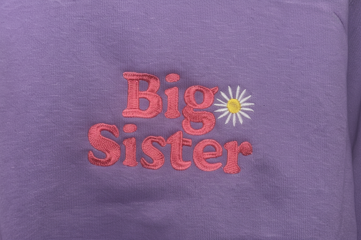 Big Sister Sweatshirt - Embroidery Detail