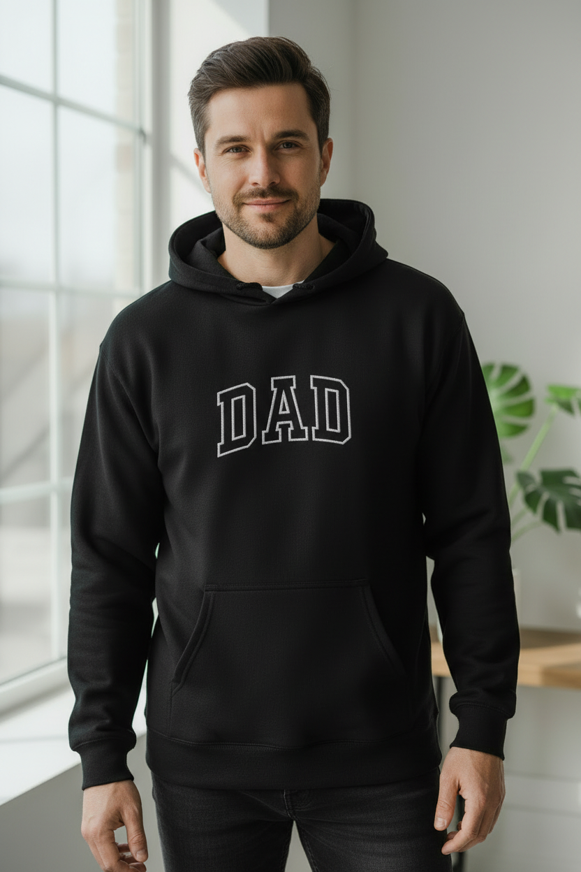Black DAD Hoodie - 5x7 Centered Embroidery