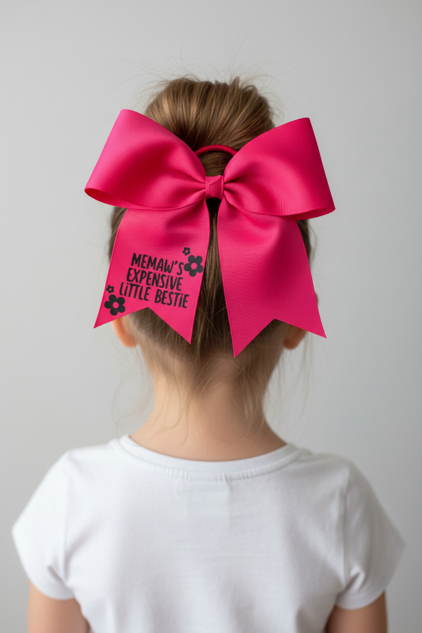 Bow in Ponytail - Text One Side