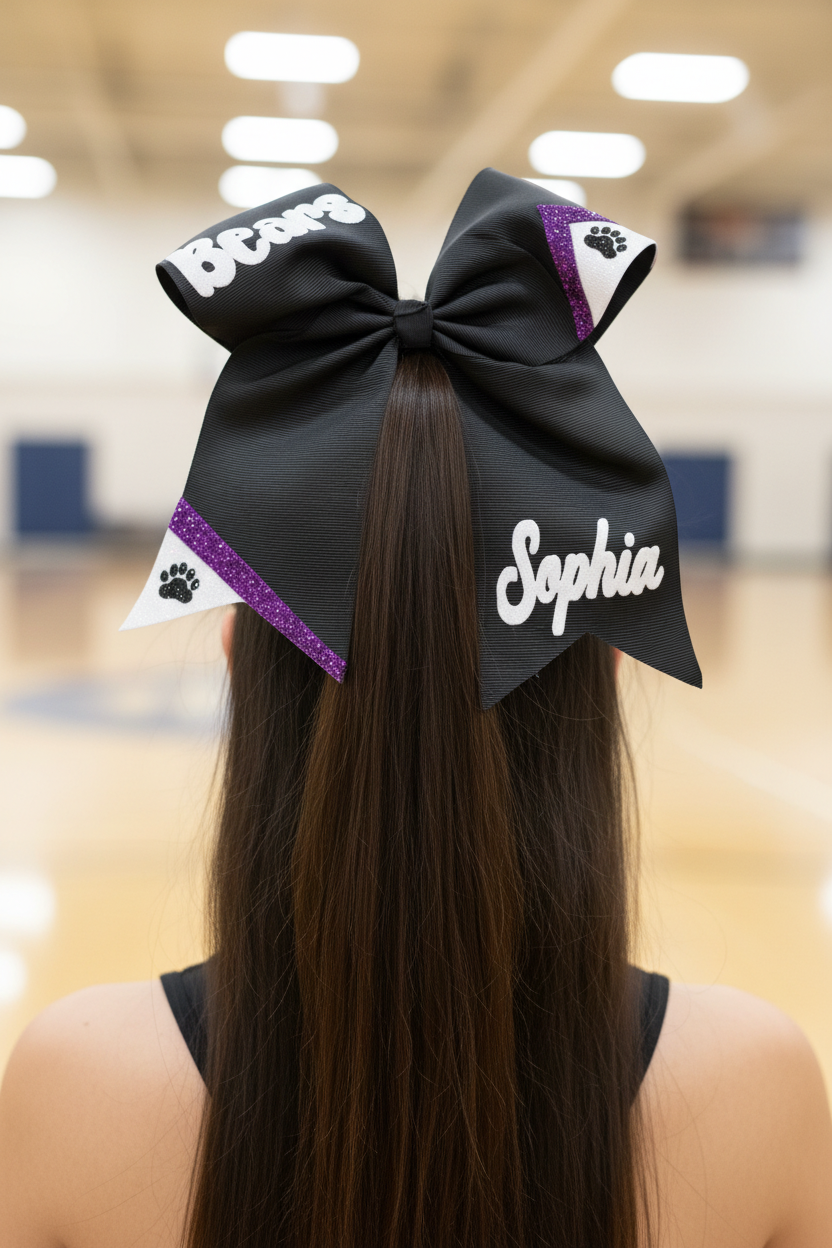 Cheer Bow - Back View with BEARS