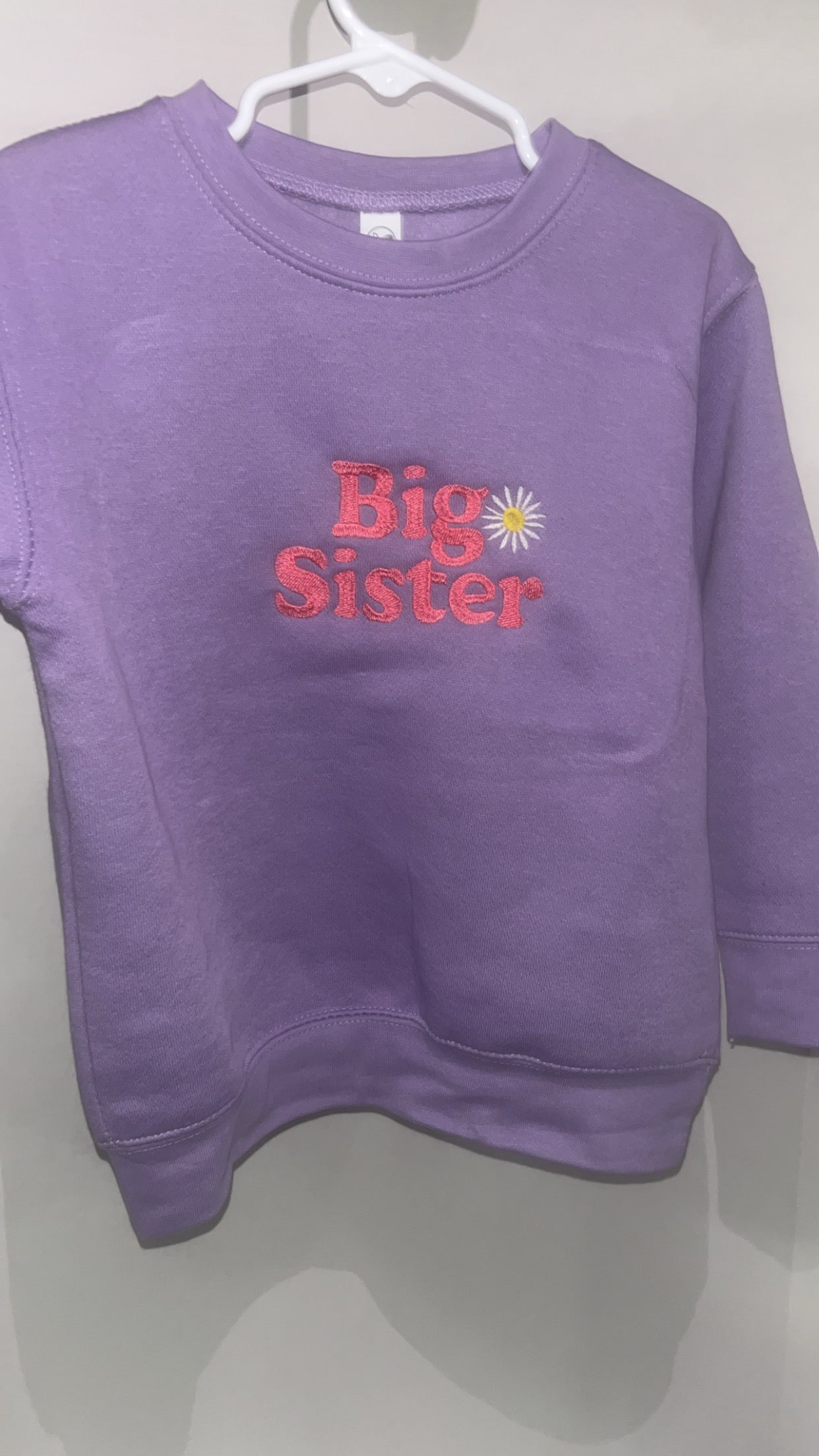 Big Sister Embroidered Sweatshirt - Purple