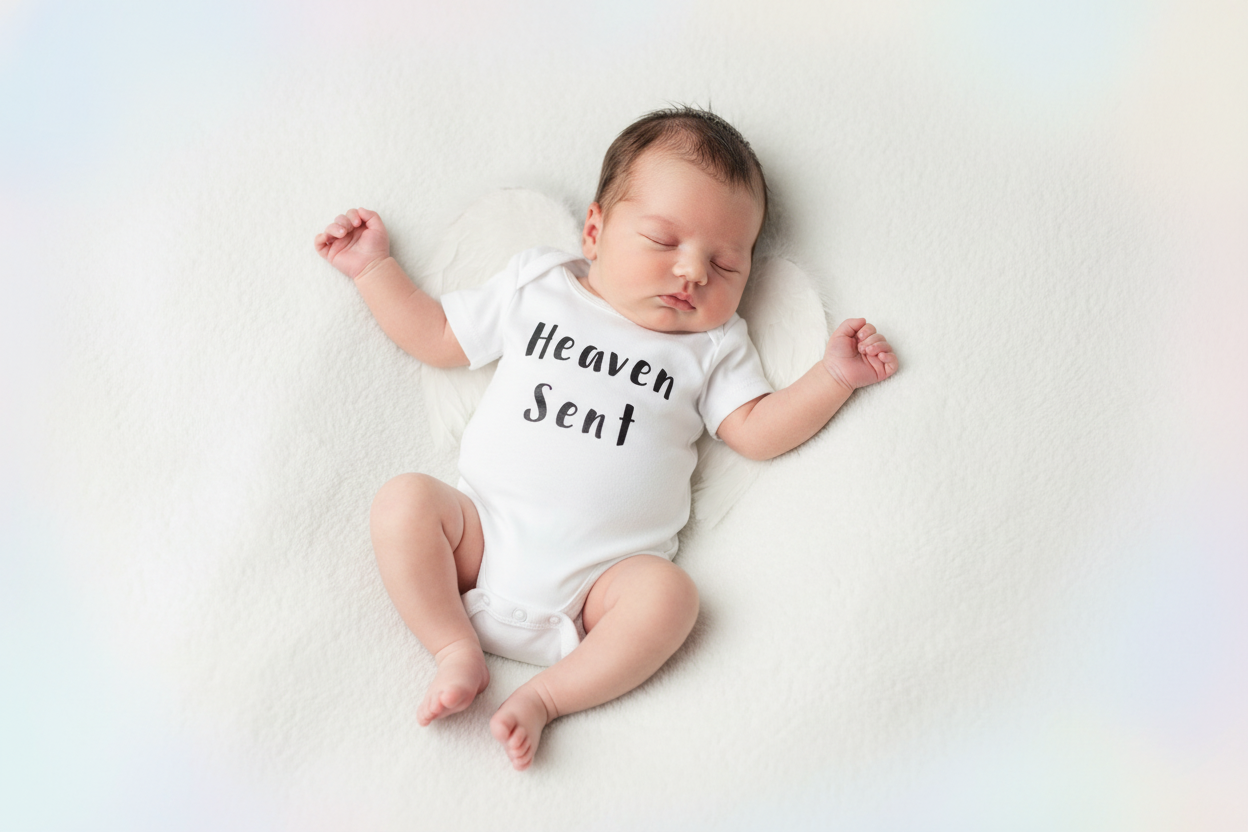 Heaven Sent onesie - newborn photoshoot