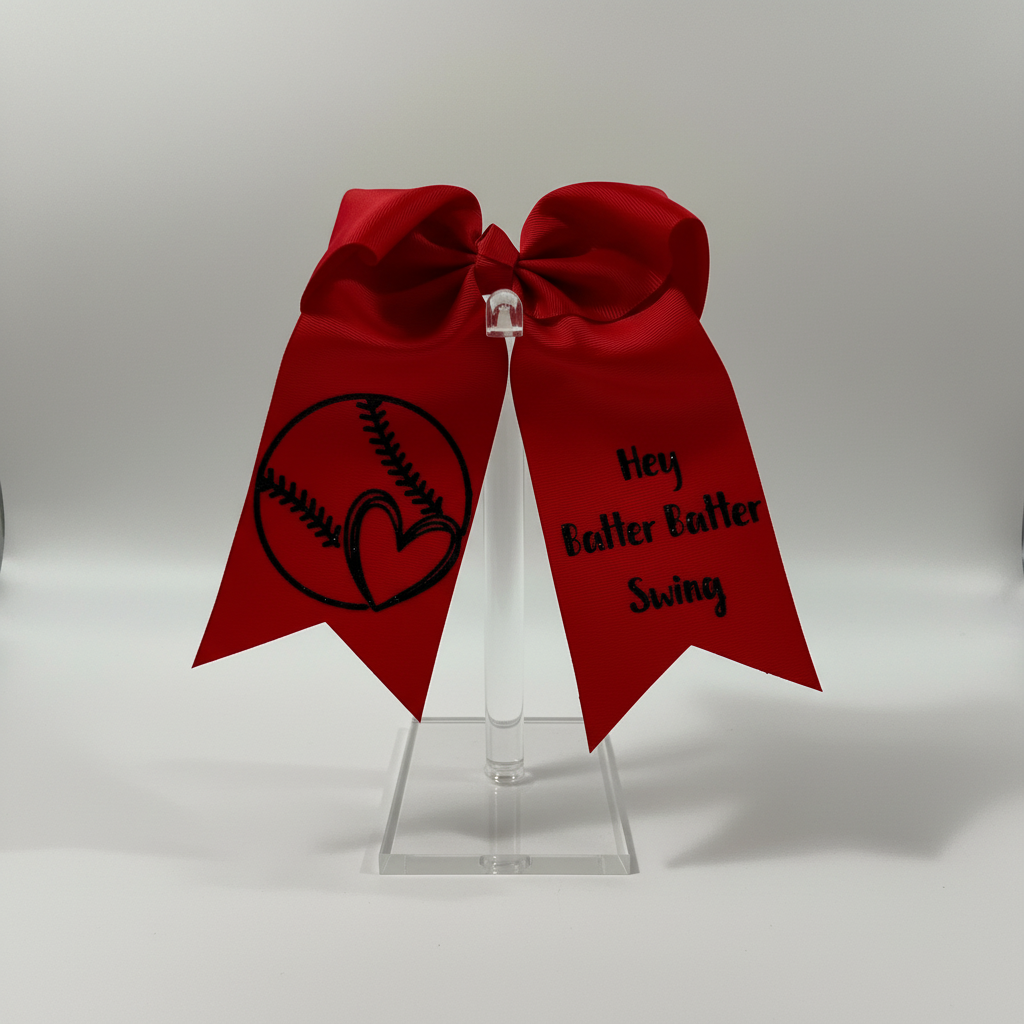 Baseball bow on display stand