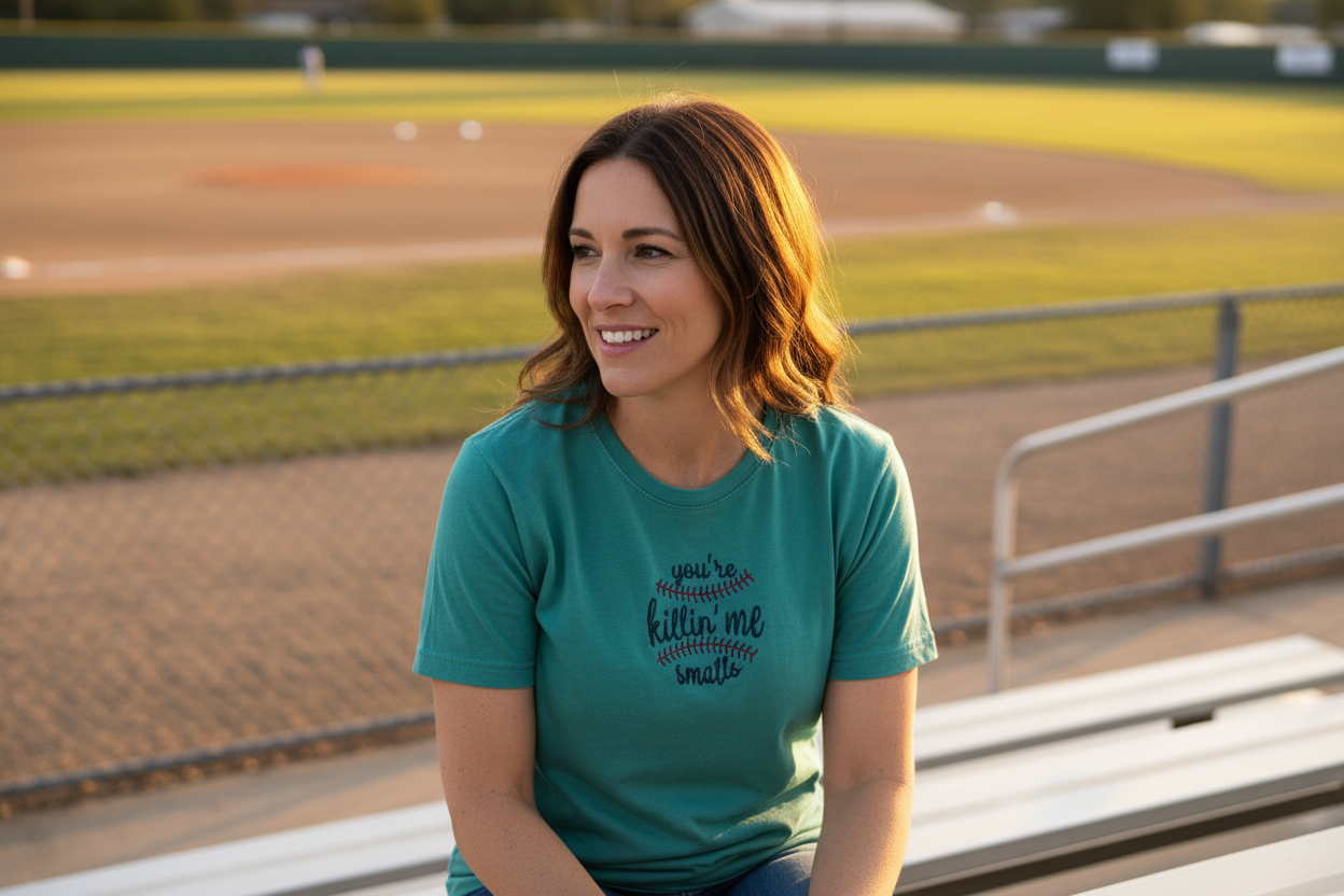 You're killin' me smalls tee with tiny embroidery